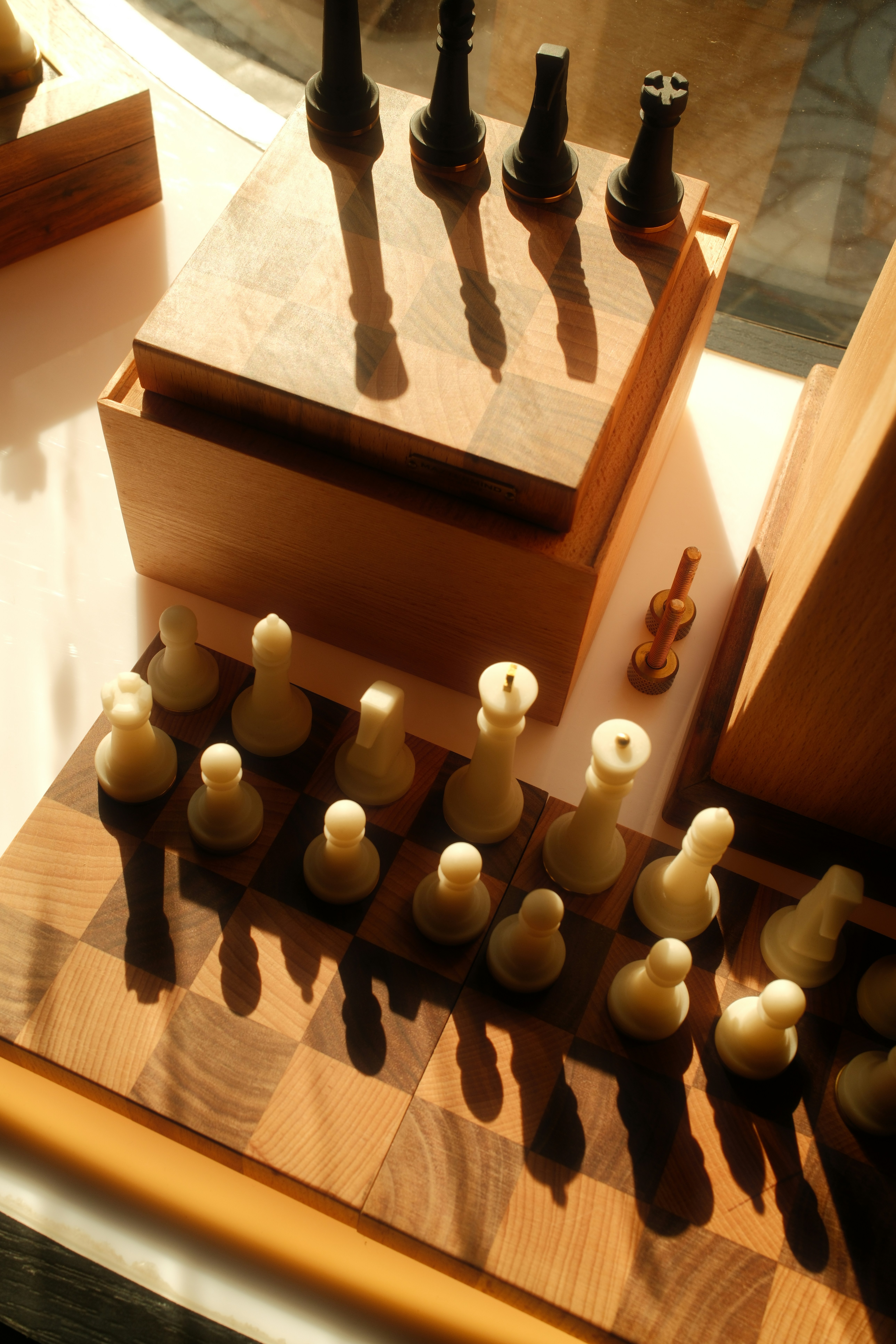 A sunlit chessboard
